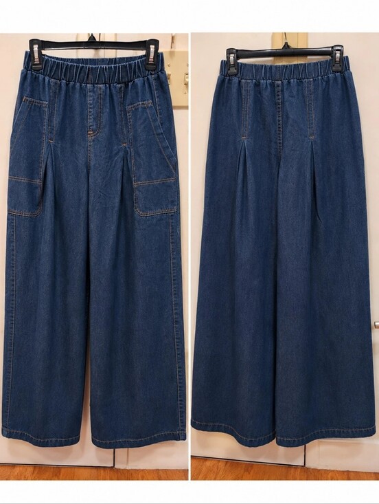 SHEIN Denim - Wide Leg Elastic Waist Blue Jeans Size Small